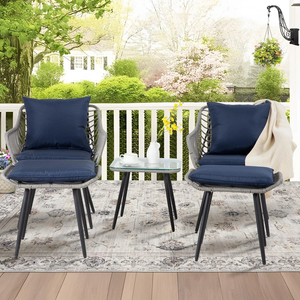 2026 NewFHFO 3 Piece Patio Bistro Set, Outdoor Wicker Apartment Balcony Furniture Sets, Rattan Table and Chairs Set of 2 for Porch Backyard Lawn Poolside Deck, Beige