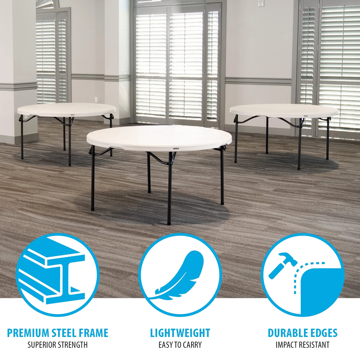 Lifetime 60 inch Round Folding Table, Indoor/Outdoor Commercial Grade, Almond (280435)