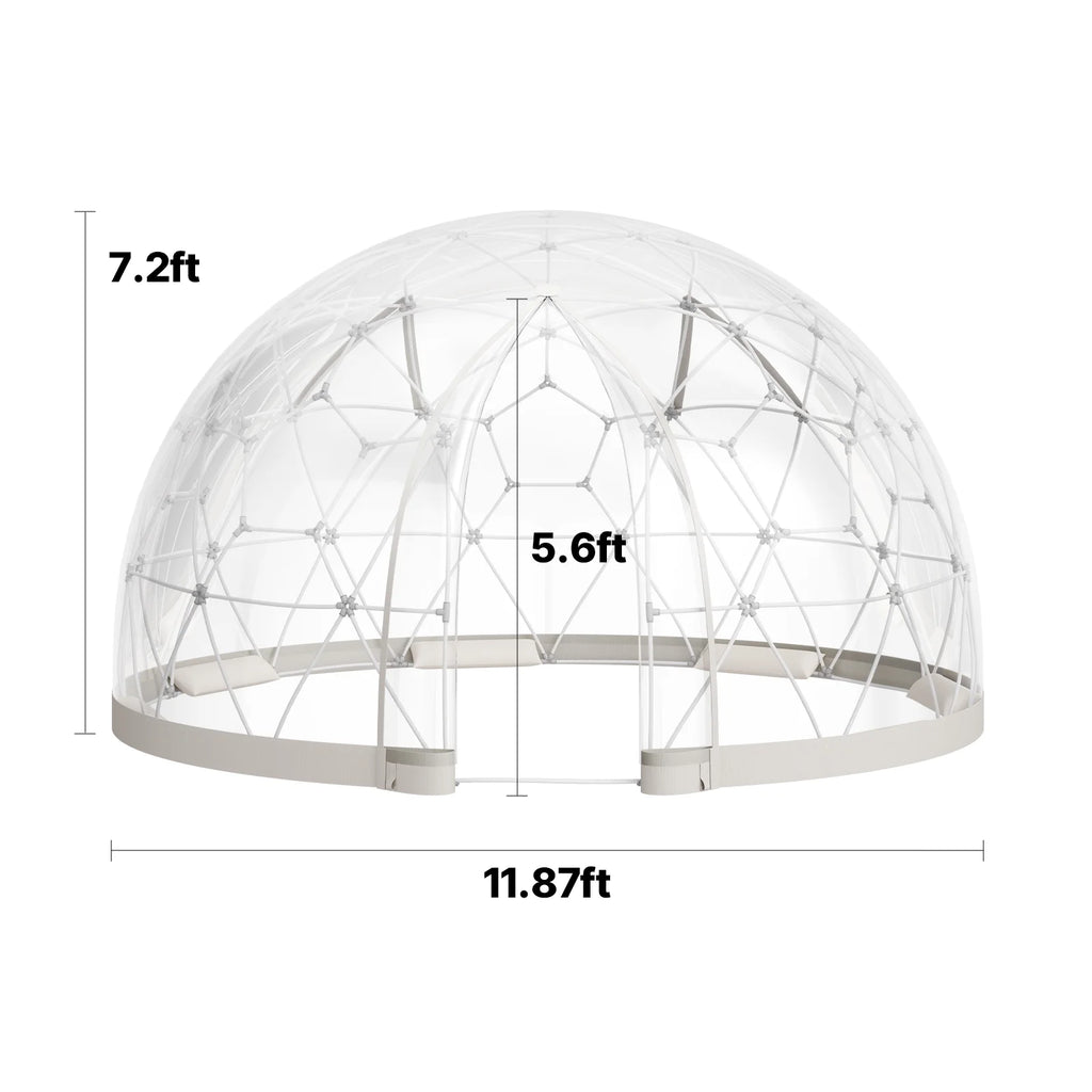 VEVOR Garden Dome Tent, 12 x 7.2 ft Outdoor Clear Bubble Tent for 4-7 Person, Weatherproof Geodesic Dome Greenhouse with Window, PVC Igloo Tents for Backyard Patios Camping Party Wedding