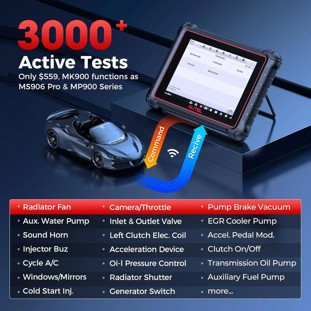 2026 NewAutel Scanner MaxiCOM MK900 Automotive Diagnostic Scan Tool OBD2 All System Diagnose, 40+ Service, Active Tests, FCA Autoauth & SGW, Upgraded Ver. of MaxiCheck MX808S, MX900