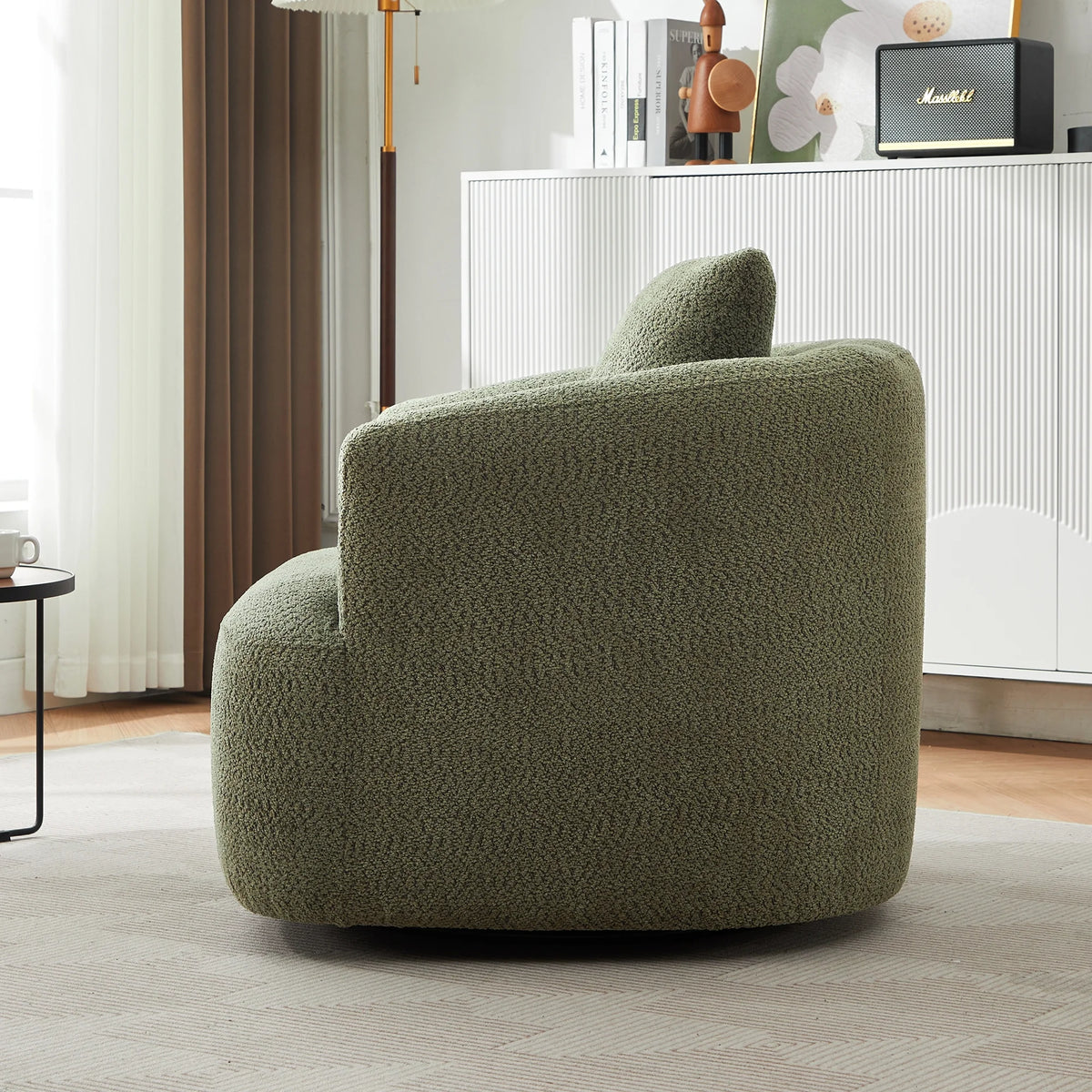 Harper & Bright Designs 360- Swivel Accent Chair, Barrel Chair Swivel Upholstered Sofa Chair with Cushion for Living Room Office, Beige