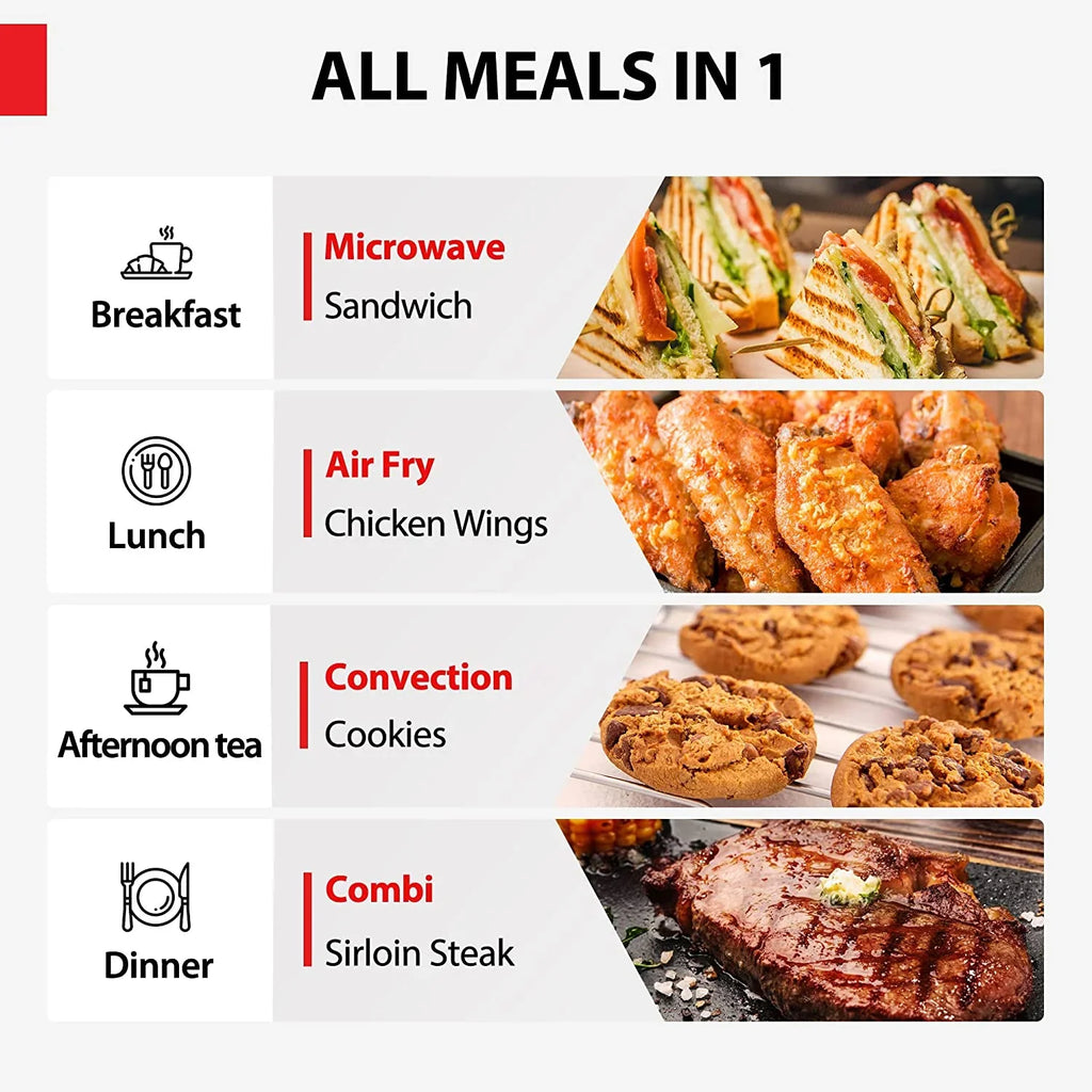 2026 NewTOSHIBA 7-in-1 Countertop Microwave Oven Air Fryer Combo, Inverter, Convection, Broil, Speedy Combi, Even Defrost, Humidity Sensor, Mute Function, 27 Auto Menu&47 Recipes, 1.0 cu.ft/30QT, 1000W