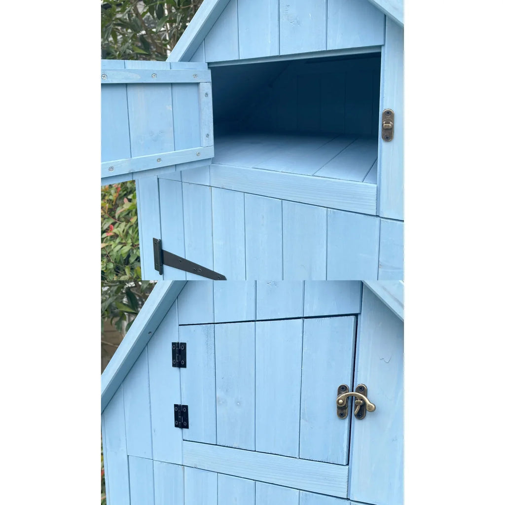2026 NewHanover Sturdy Durable Waterproof Wood Outdoor Vertical Storage Shed, 70.40"x 30.30"x21.30", Blue