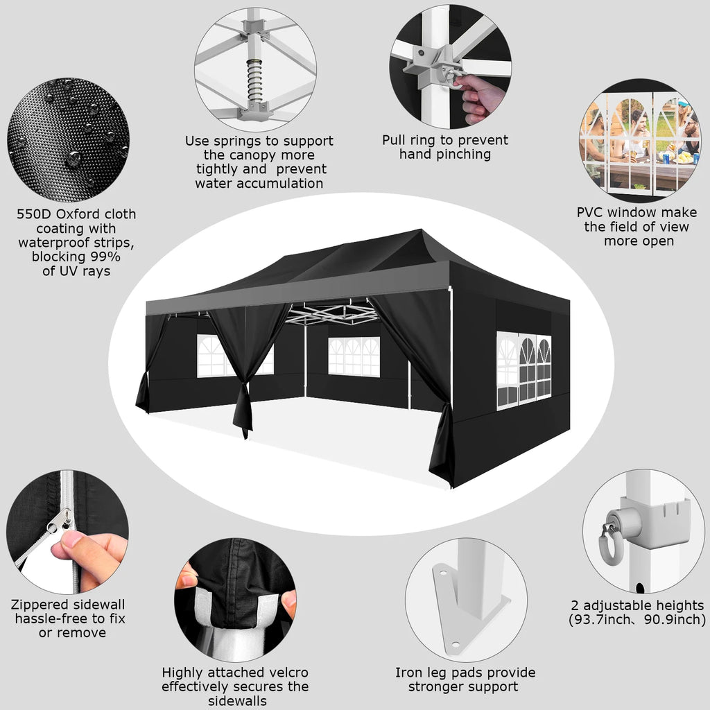 COBIZI 13x26 Heavy Duty Commercial Canopy Tent,Easy Pop Up Party Tent Gazebo,Outdoor Portable Party Canopy,Extra-large Size Space For Outside Wedding Gathering Activities,Waterproof&UPF 50+,White