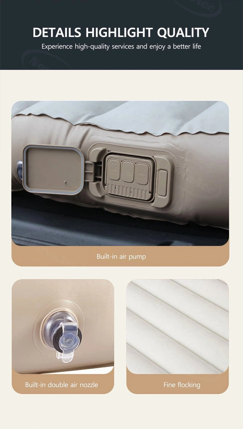 Car Inflatable Mattress For Tesla Model Y Juniper 2021-2025 PVC Flocking Portable Foldable Travel Bed Outdoor Travel Camping Air Mattress