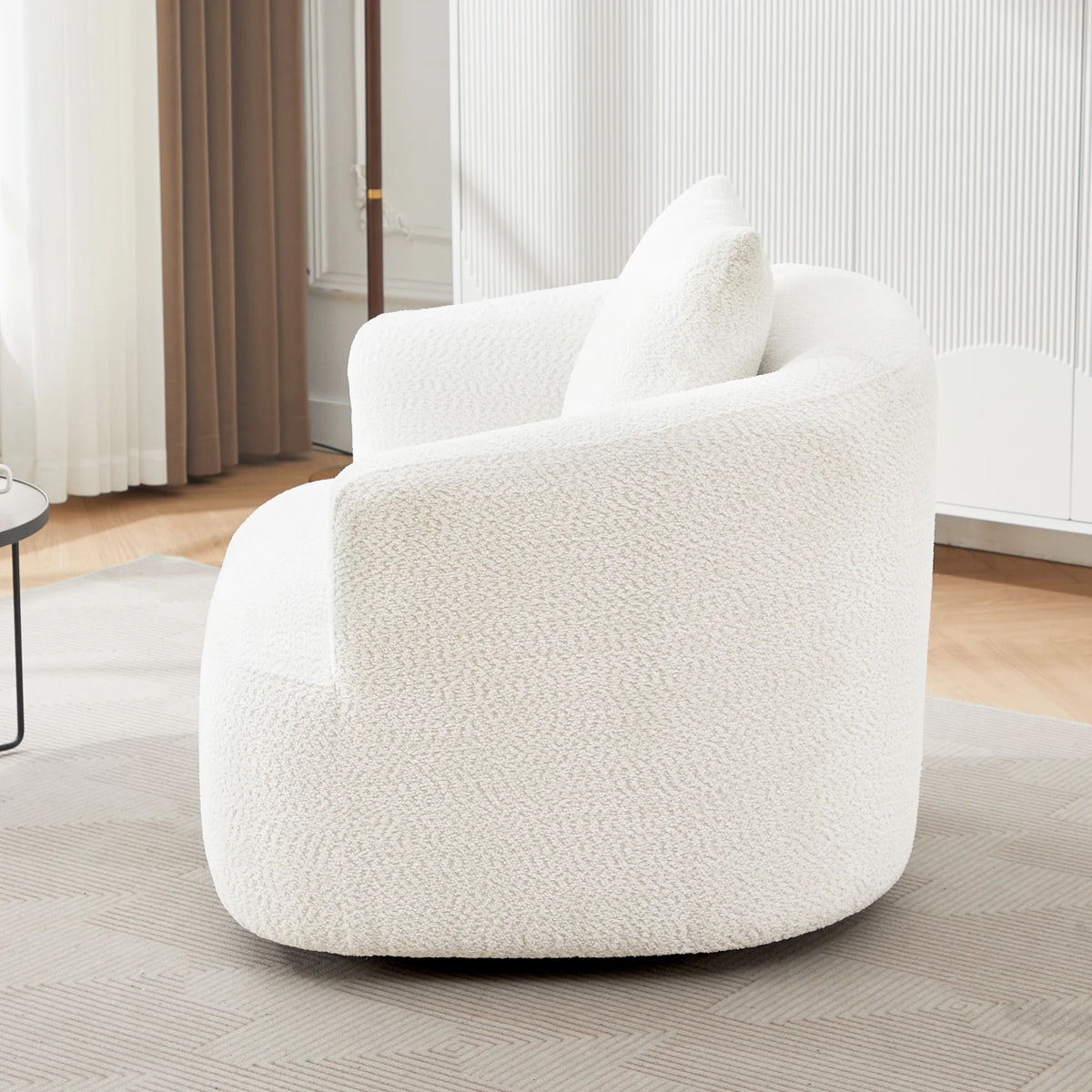 Harper & Bright Designs 360- Swivel Accent Chair, Barrel Chair Swivel Upholstered Sofa Chair with Cushion for Living Room Office, Beige