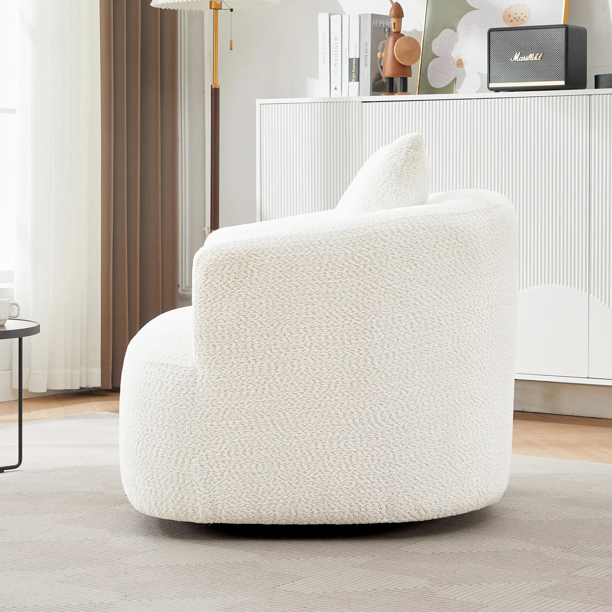 Harper & Bright Designs 360- Swivel Accent Chair, Barrel Chair Swivel Upholstered Sofa Chair with Cushion for Living Room Office, Beige