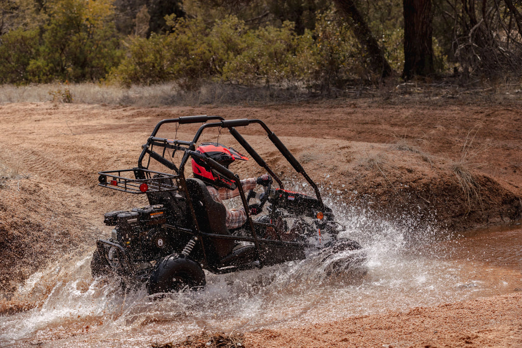 2026 NewColeman Powersports GK200 196cc Gas Powered Go-Kart, Two-Seater Off-Road Vehicle Up to 23 MPH, Rugged Suspension, Pull-Start Engine, Ages 13+, Red