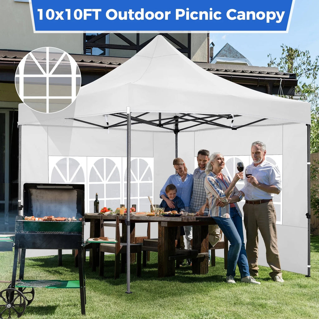 SANOPY 10'x20' Pop Up Canopy Waterproof Folding Tent Outdoor Easy Set-up Instant Tent Heavy Duty Commercial Wedding Party Shelter with 6 Removable Sidewalls, 4 Sandbags, Roller Bag, Black