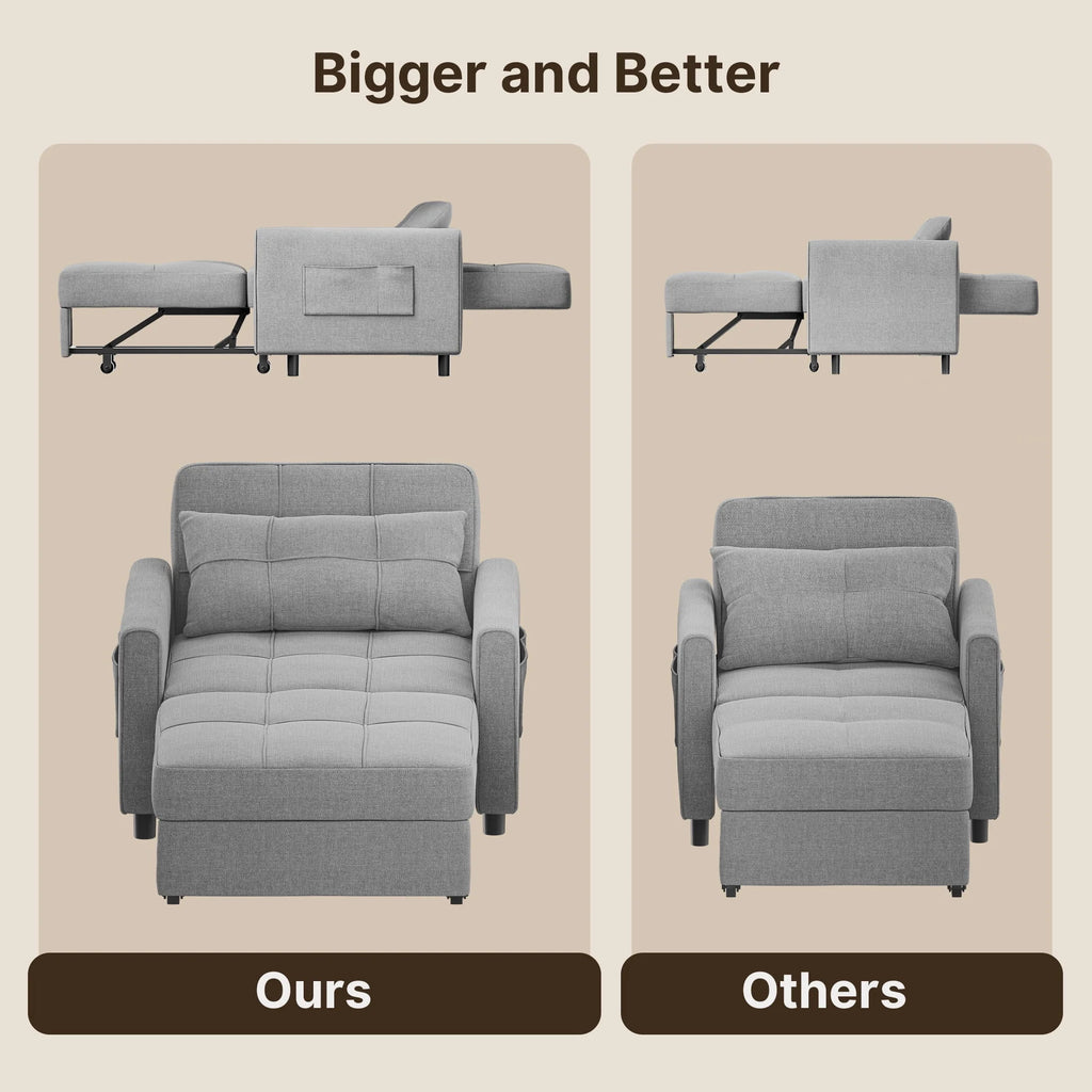 2026 New3 in 1 Convertible Sofa Bed Chair for Living Room, Aiho Sleeper Sofa Bed for Living Room, Dark Gray