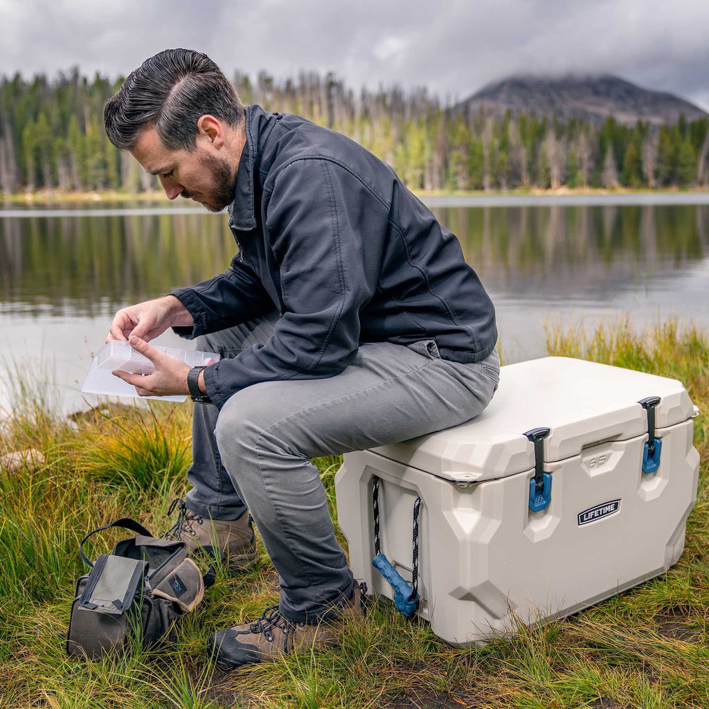 Lifetime 65 qt Bear-Resistant Camping Cooler, Premium High Performance, Ice Retention, Hard Cooler, 75 Can Capacity, Arctic White (90997)