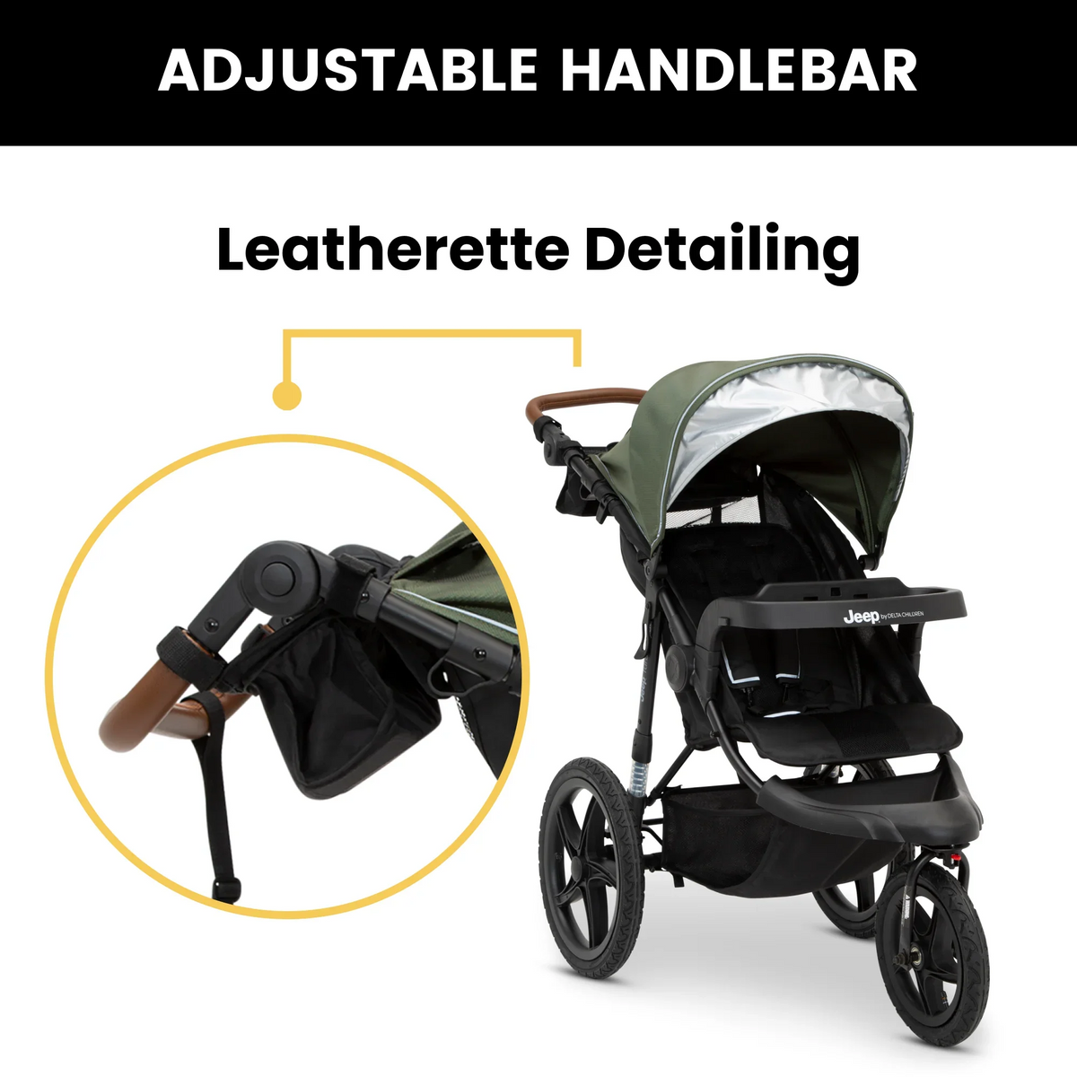 2026 NewJeep TurboGlyde Jogging Stroller by Delta Children, Black