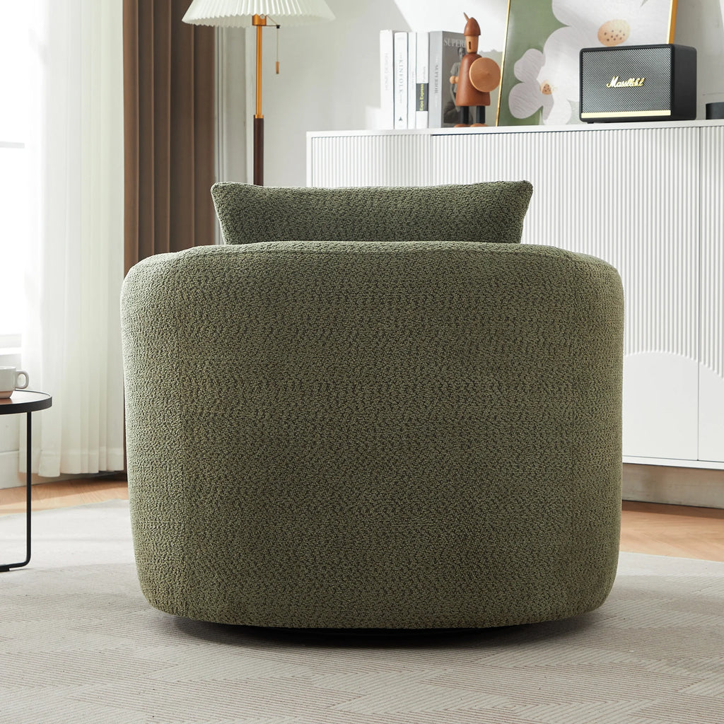 Harper & Bright Designs 360- Swivel Accent Chair, Barrel Chair Swivel Upholstered Sofa Chair with Cushion for Living Room Office, Beige