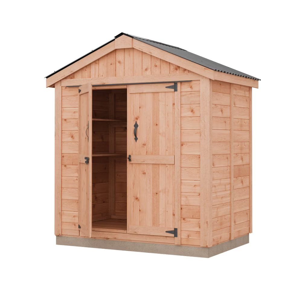 2026 NewOutdoor Living Today 6x4 Western Red Cedar Space Master Shed Double Door with Cedar Roof