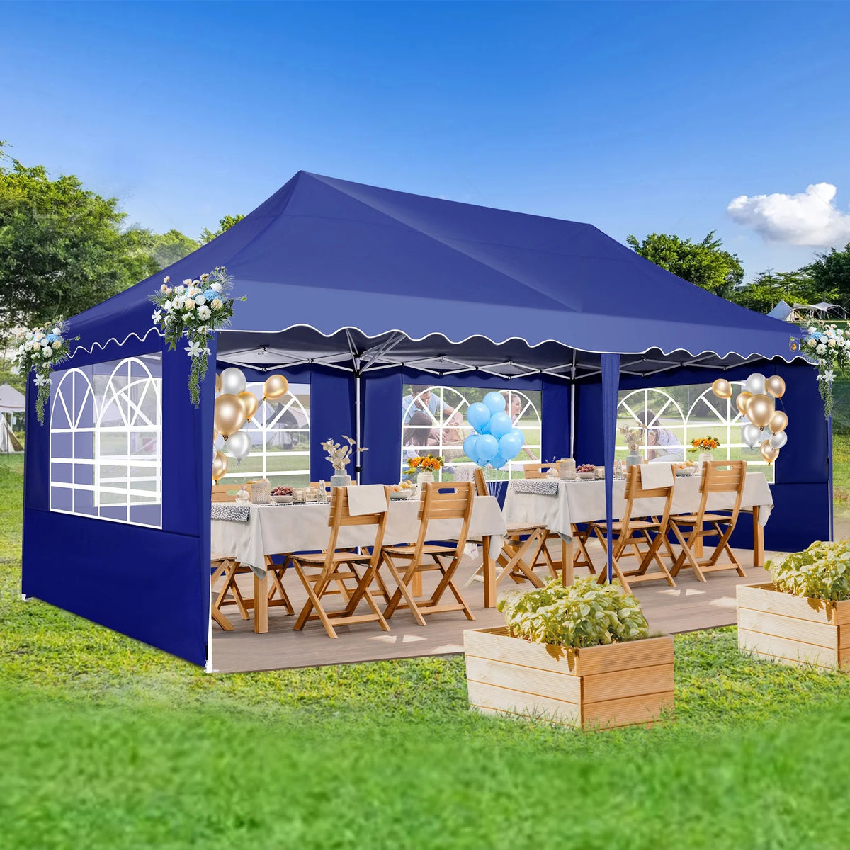 COBIZI 10X20 Pop up Canopy Tent with 6 Removable Side Walls Heavy Duty,Waterproof Adjustable Outdoor Event Party tent Parties,Commercial Instant Portable,Weddings,Camping,with Wheeled Bag,Gray
