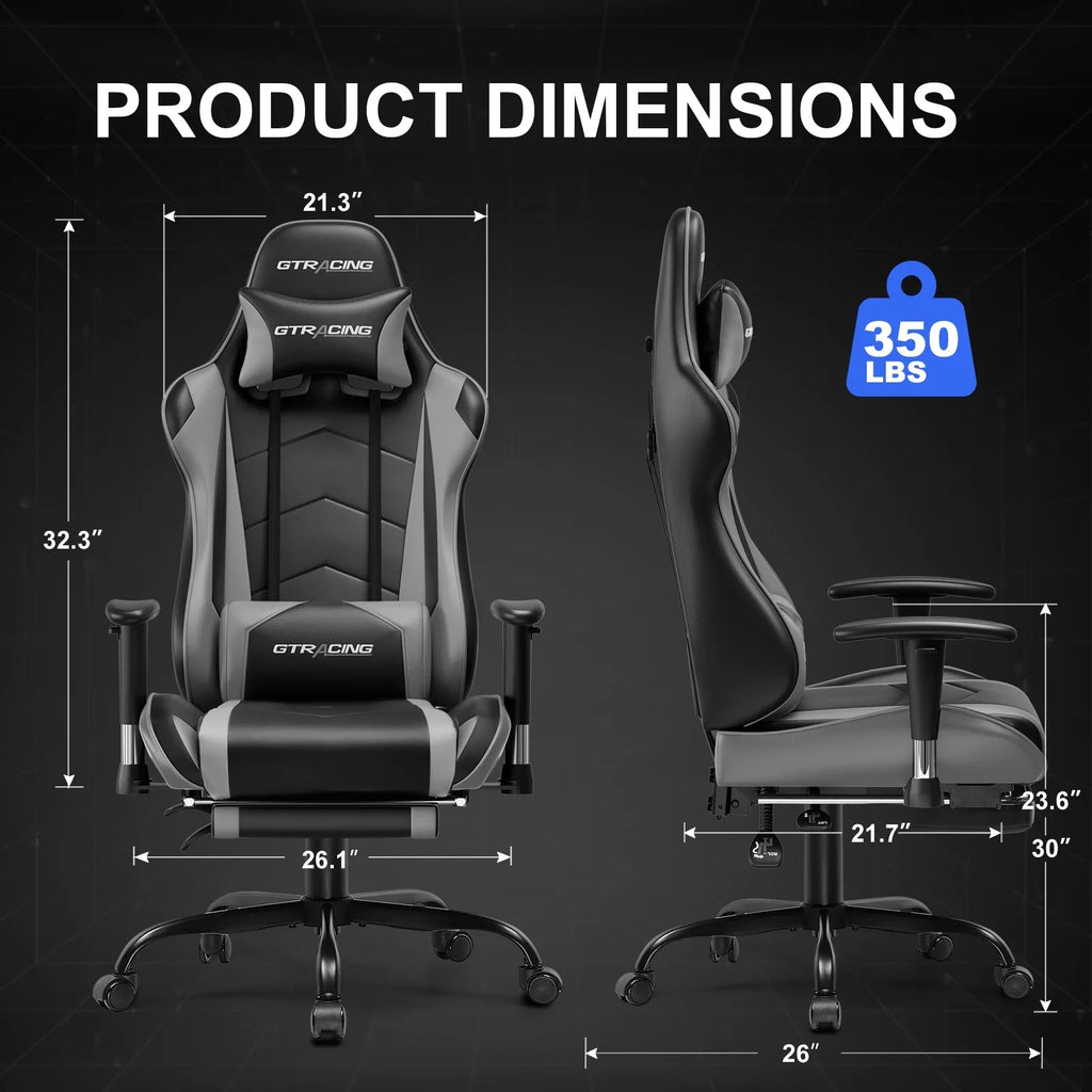 2026 NewGTRACING Gaming Chair, Ergonomic Office Desk Chair with Lumbar Support, PU Leather, Footrest & Adjustable Headrest, Red