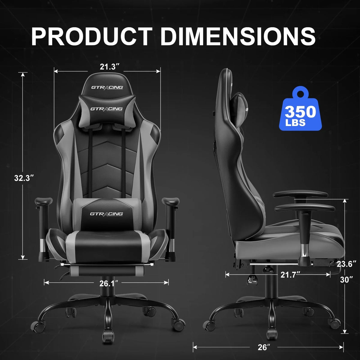 2026 NewGTRACING Gaming Chair, Ergonomic Office Desk Chair with Lumbar Support, PU Leather, Footrest & Adjustable Headrest, Red